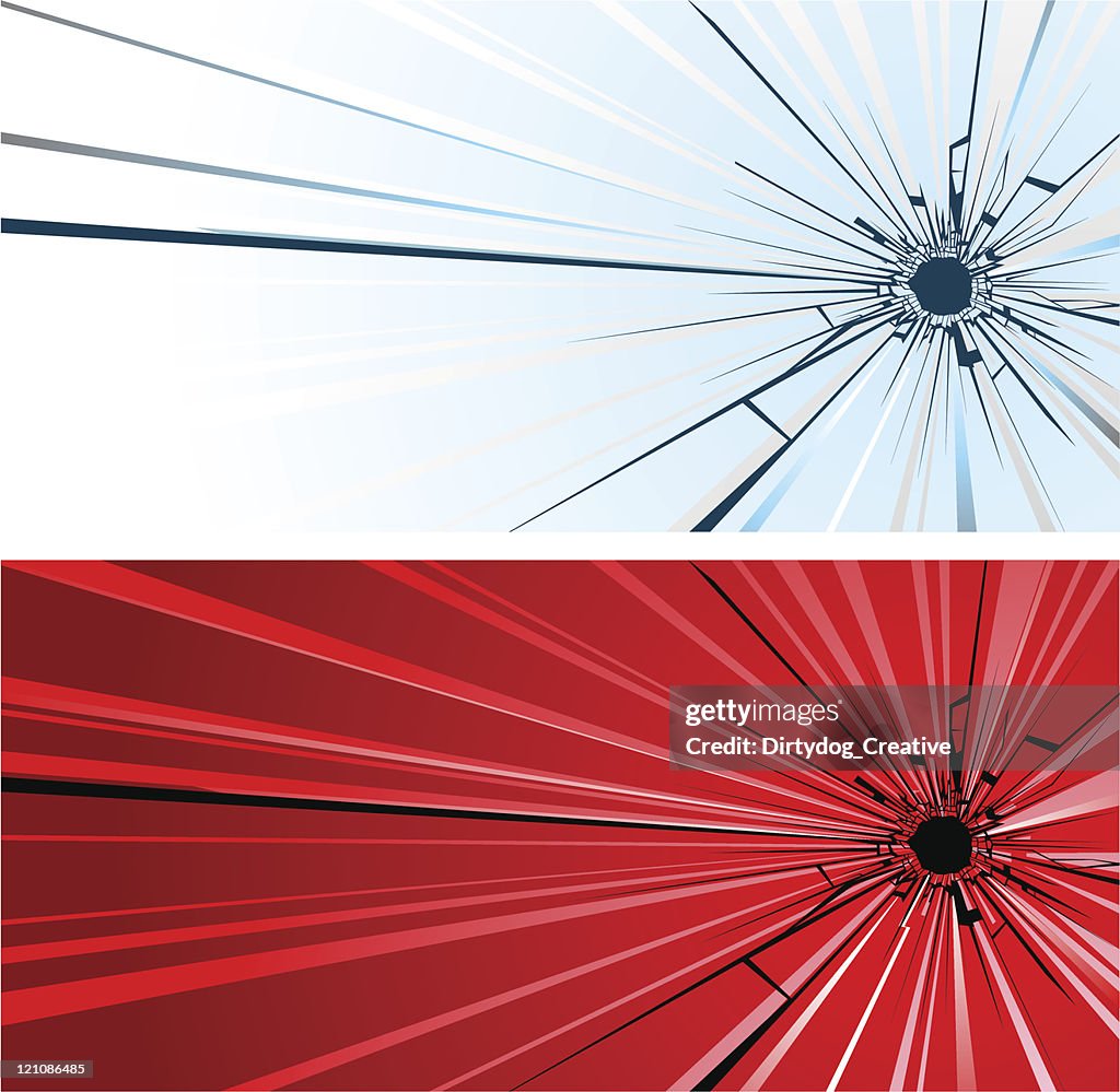 Einschussloch in Glas