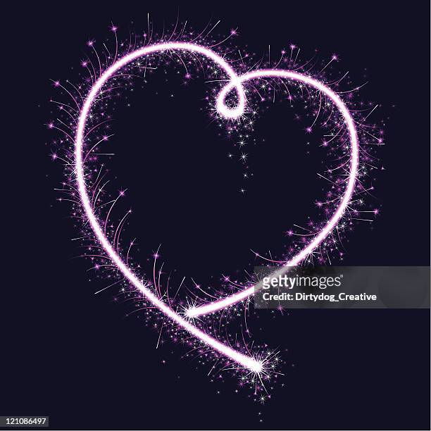 pink sparkler heart - date night romance stock illustrations