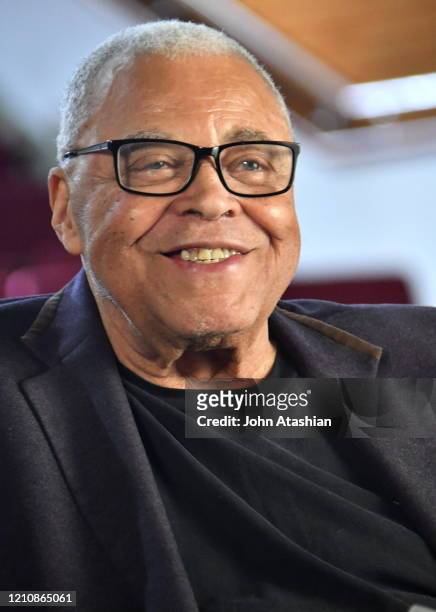 Actor James Earl Jones is shown recording an audio segment for Disney during a special event in Pawling, New York on July 10, 2019.
