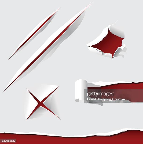 stockillustraties, clipart, cartoons en iconen met cut, torn & punctured paper - papierknipsel