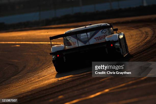 The SunTrust Racing Chevrolet Dallara driven by Max Angelelli of Monaco and Ricky Taylor drives during the Grand-Am Rolex Sports Car Series Watkins...