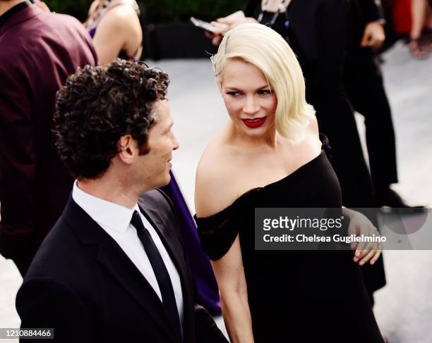 Director Thomas Kail and actress Michelle Williams attend the 26th annual Screen Actors Guild Awards at The Shrine Auditorium on January 19, 2020 in...