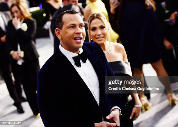 Alex Rodriguez and Jennifer Lopez attend the 26th annual Screen Actors Guild Awards at The Shrine Auditorium on January 19, 2020 in Los Angeles,...