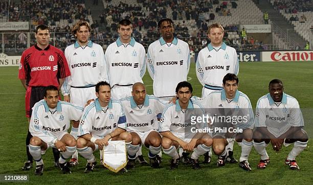 The Olympique De Marseille team before the European Champions League game against Chelsea played in the Stade Velodrome in Marseille, France. The...