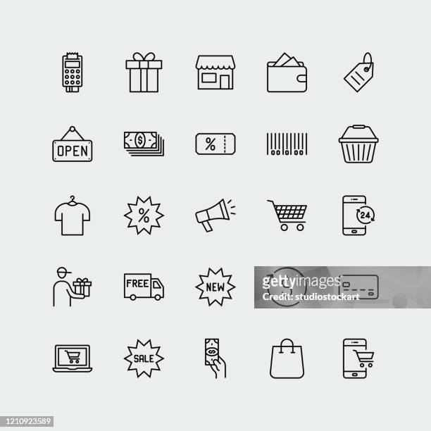 e-commerce icons - line series - phone coupon stock illustrations