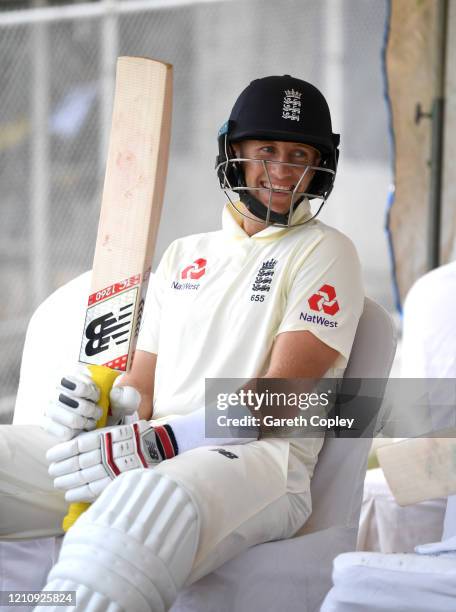 England captain Joe Root waits to bat during the tour match between SLC Board President's XI and England at Chilaw Marians Cricket Club Ground on...