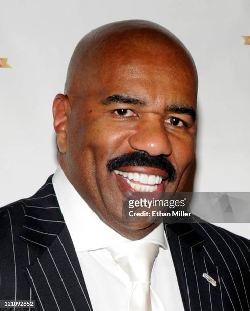Host Steve Harvey arrives at the ninth annual Ford Hoodie Awards at the Mandalay Bay Events Center August 13, 2011 in Las Vegas, Nevada.