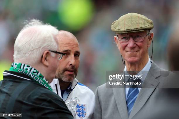 Jack Charlton is overwhelmed by the reception he is given by both sets of fans before the International Friendly match between the Republic of...