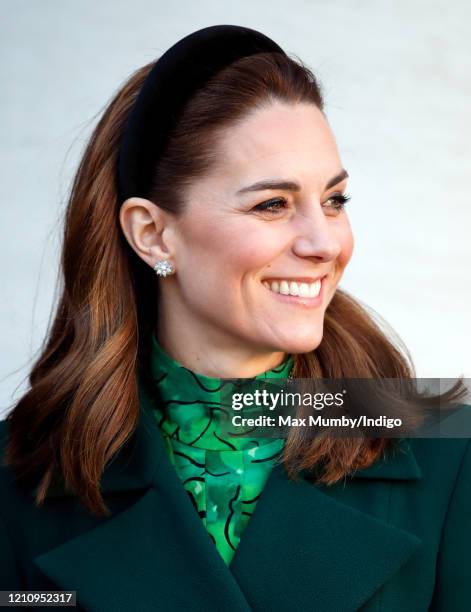 Catherine, Duchess of Cambridge arrives at Government Buildings to meet Ireland's Taoiseach Leo Varadkar on March 3, 2020 in Dublin, Ireland. The...