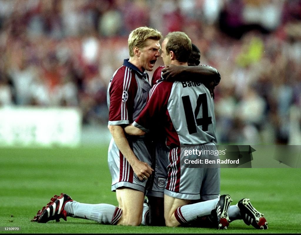 Steffan Effenberg, Samuel Kuffour and Mario Basler of Bayern Munich