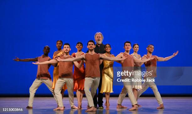 Richard Alston with artists of his company at Sadler's Wells Theatre on March 07, 2020 in London, England.