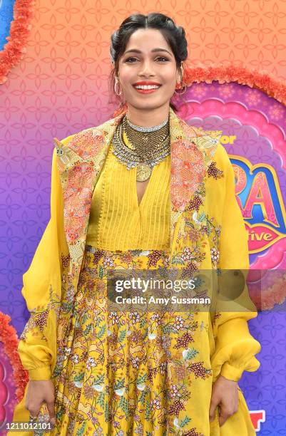 Freida Pinto attends the premiere of Disney Junior's "Mira, Royal Detective" at Walt Disney Studios Main Theater on March 07, 2020 in Burbank,...