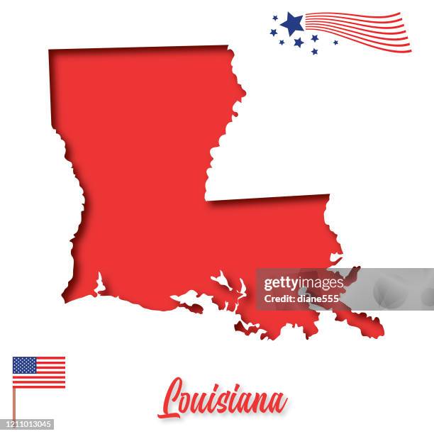 usa paper-cut state map: louisiana - cut paper scene stock illustrations