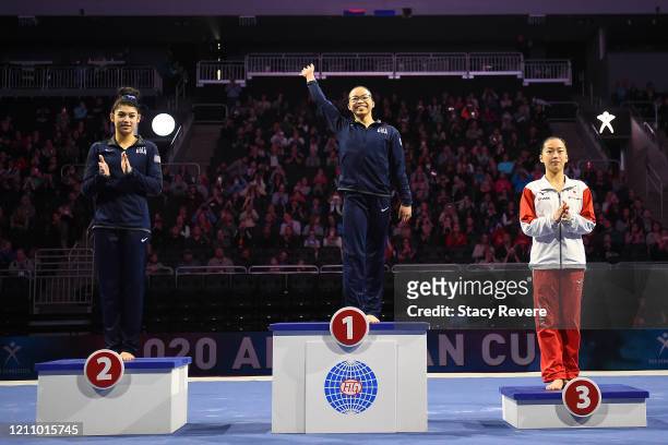 Morgan Hurd of the United States celebrates her win of the 2020 American Cup during the 2020 American Cup at Fiserv Forum on March 07, 2020 in...