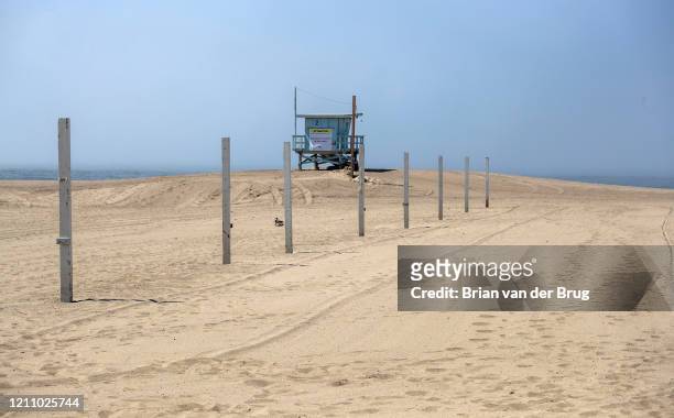 Zuma Beach is deserted as all Los Angeles County beaches were closed on Saturday, April 25, 2020 in Malibu, CA.
