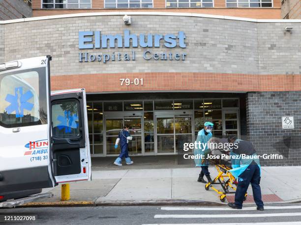 Atmosphere outside the Elmhurst Hospital Center on April 25, 2020 in New York City.