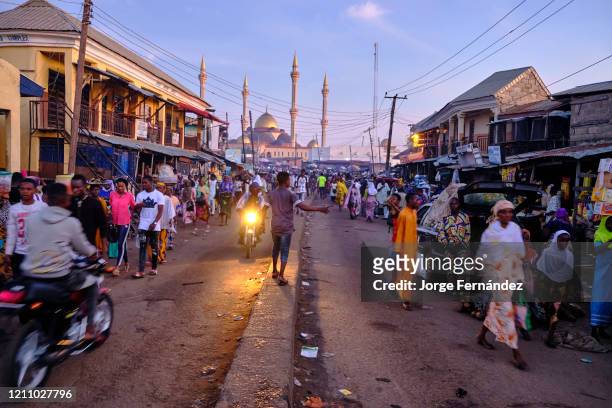 Busy market in the streets of Ilorin.