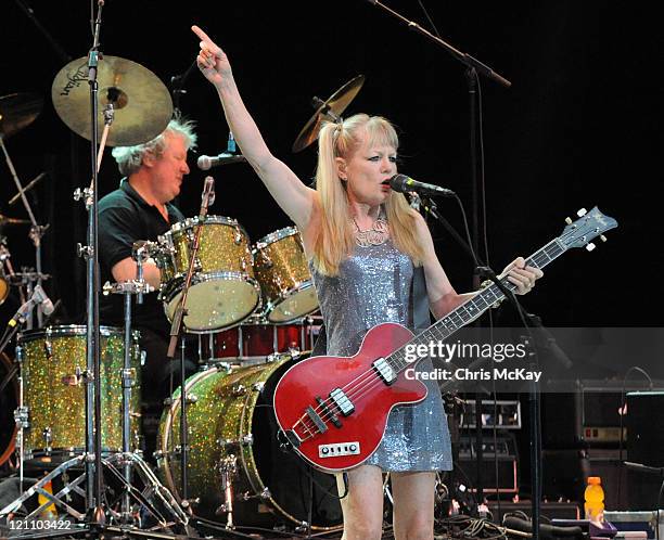 Chris Frantz and Tina Weymouth of Tom Tom Club perform at Chastain Park Amphitheater on August 9, 2011 in Atlanta, Georgia.