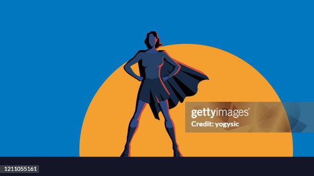 illustrations, cliparts, dessins animés et icônes de vector retro style femme superhero stock illustration - droits de la femme