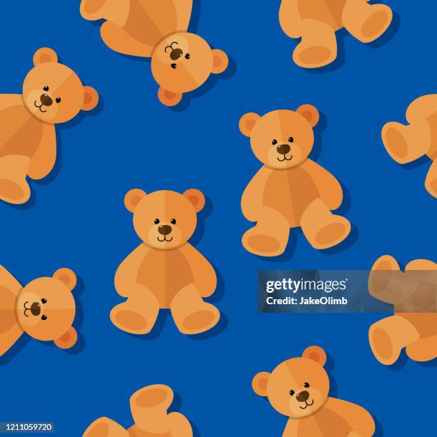 ilustraciones, imágenes clip art, dibujos animados e iconos de stock de patrón de oso de peluche plano - osito de peluche