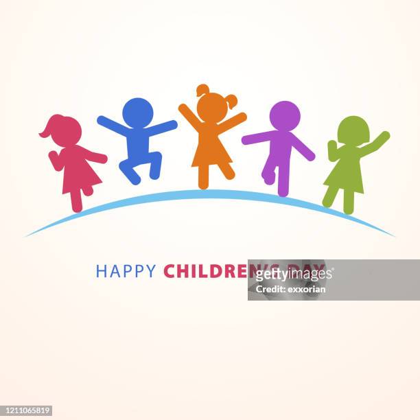 glücklicher kindertag - child stock-grafiken, -clipart, -cartoons und -symbole
