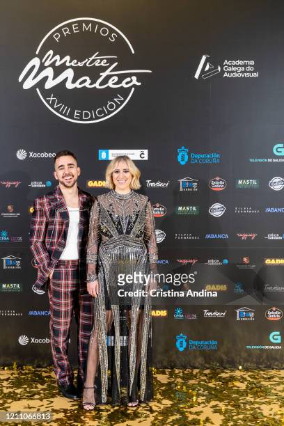 Actor Miguel Canalejo and actress Sila Sicilia attend the Mestre Mateo Awards in A Coruna, on March 07, 2020 in A Coruna, Spain.
