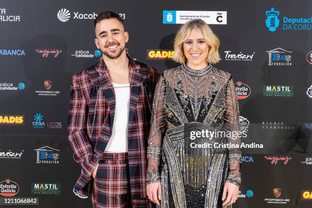 Actor Miguel Canalejo and actress Sila Sicilia attend the Mestre Mateo Awards in A Coruna, on March 07, 2020 in A Coruna, Spain.