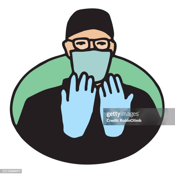 surgeon doodle icon - face scrub stock illustrations