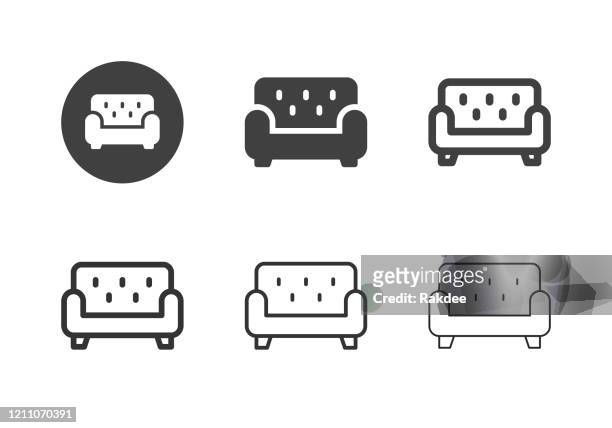 stockillustraties, clipart, cartoons en iconen met sofa icons - multi-serie - meubelwinkel