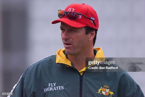 Australian captain Steve Waugh looks on during nets ahead of the Cricket World Cup game against the West Indies at Old Trafford, Manchester, England....