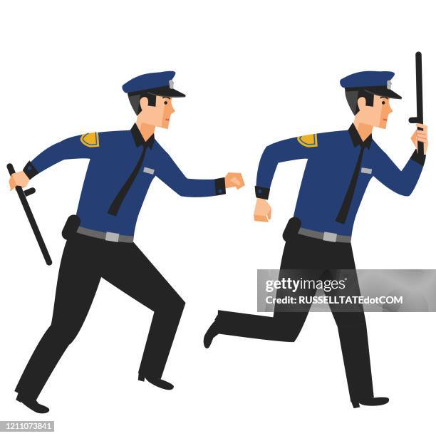 police with batons drawn - police shield stock illustrations