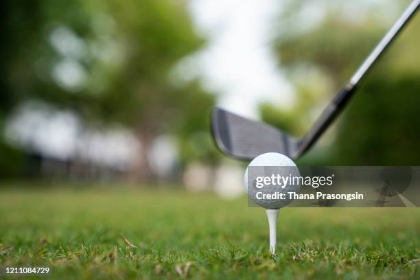 golfer play golf in the golf field during sunset for business - luxury club stock pictures, royalty-free photos & images