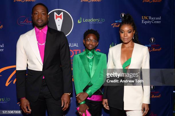 Dwyane Wade, Zaya Wade and Gabrielle Union attend the Better Brothers Los Angeles' 6th annual Truth Awards at Taglyan Complex on March 07, 2020 in...