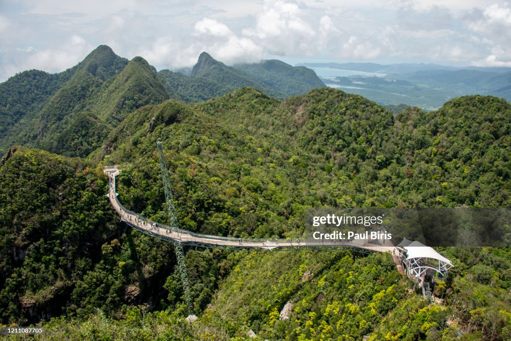 Aerial view of the Langkawi sky bridge, Langkawi island, Malayesia