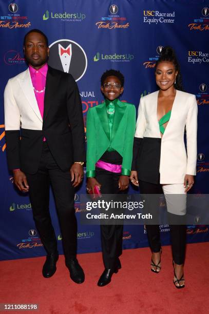 Dwyane Wade, Zaya Wade and Gabrielle Union attend the Better Brothers Los Angeles 6th annual Truth Awards at Taglyan Complex on March 07, 2020 in Los...