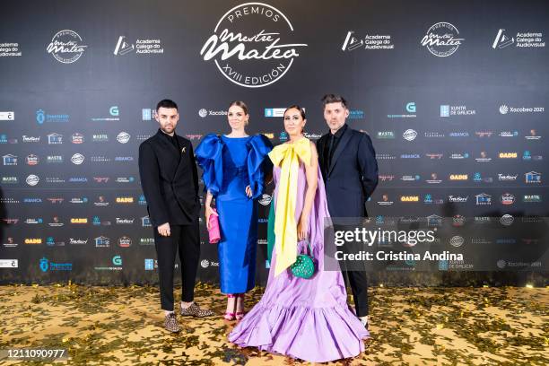 Designer Jona "De los aires", actress María Mera, journalist Natalia Alcayde and creative director Juan Morandeira attend the Mestre Mateo Awards in...