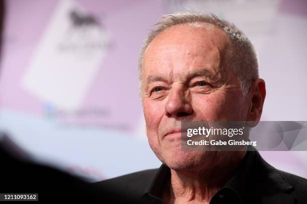 Chef Wolfgang Puck is interviewed during the 24th annual Keep Memory Alive "Power of Love Gala" benefit for the Cleveland Clinic Lou Ruvo Center for...