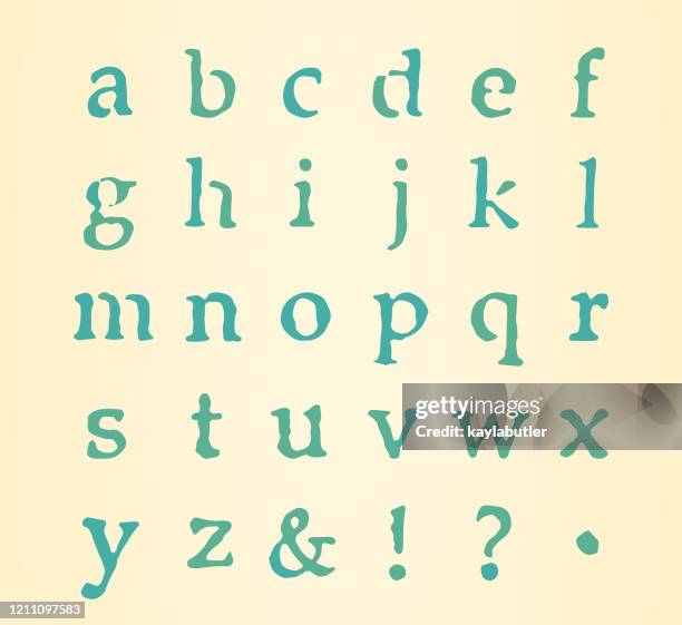retro alphabet set (small letter) - w monogram stock illustrations
