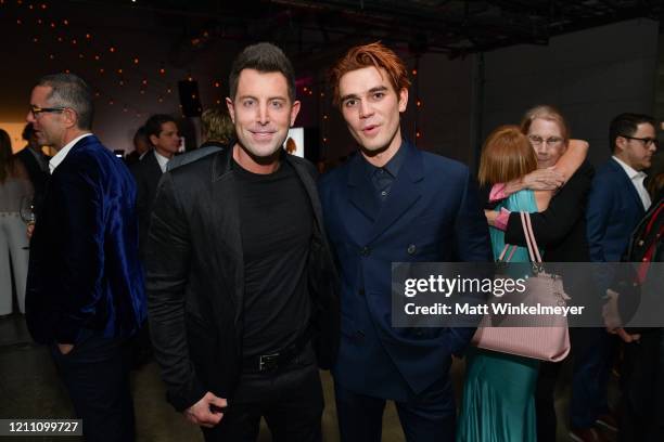 Jeremy Camp and KJ Apa attend the premiere of Lionsgate's "I Still Believe" on March 07, 2020 in Hollywood, California.