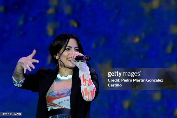 Ana Tijoux performs during the “Tiempo de Mujeres” festival at Zocalo on March 7, 2020 in Mexico City, Mexico.
