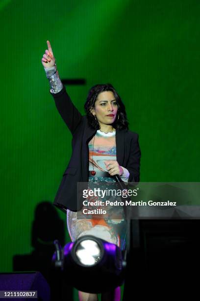 Ana Tijoux performs during the “Tiempo de Mujeres” festival at Zocalo on March 7, 2020 in Mexico City, Mexico.