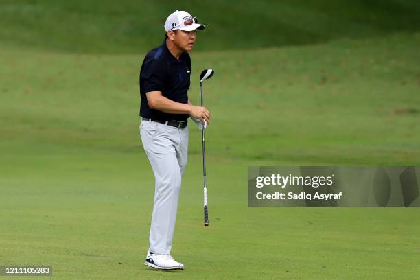 Charlie Wi of South Korea looks on his shot during the final round of the Bandar Malaysia Open at Kota Permai Golf and Country Club on March 08, 2020...