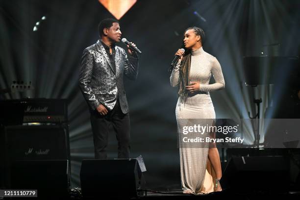 Babyface and Katlyn Nichol perform at the 24th annual Keep Memory Alive 'Power of Love Gala' benefit for the Cleveland Clinic Lou Ruvo Center for...