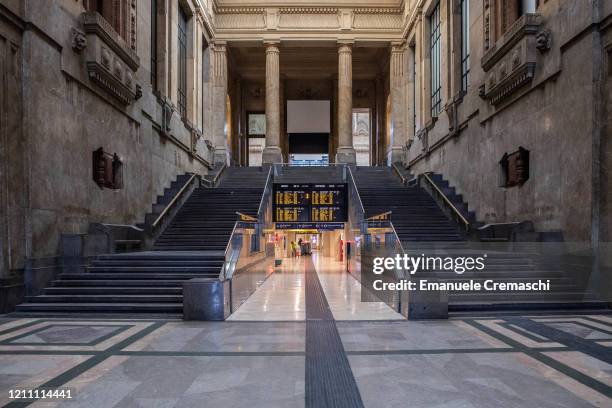 General view of a deserted hall at Milan's Central Station on March 08, 2020 in Milan, Italy. Prime Minister Giuseppe Conte announced overnight a...