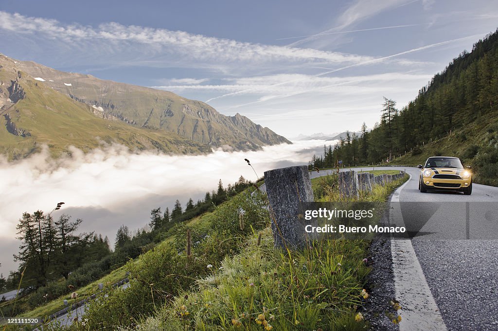 Austria, mount grossglockner high alpine road, fog