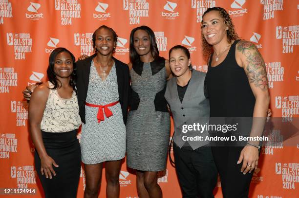 Ivory Latta of the Washington Mystics, Tamika Catchings of the Indiana Fever and Swin Cash of the New York Liberty, Shoni Schimmel of the Atlanta...