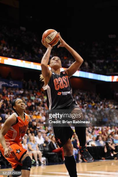 Érika de Souza of the Eastern Conference All-Stars shoots the ball during the 2013 Boost Mobile WNBA All-Star Game on July 27, 2013 at Mohegan Sun...