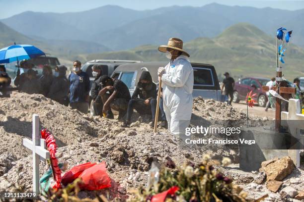 Cemetery workers dig a grave at Municipal cemetery Panteón número 13 on April 27, 2020 in Tijuana, Mexico. Baja California state remains as one of...