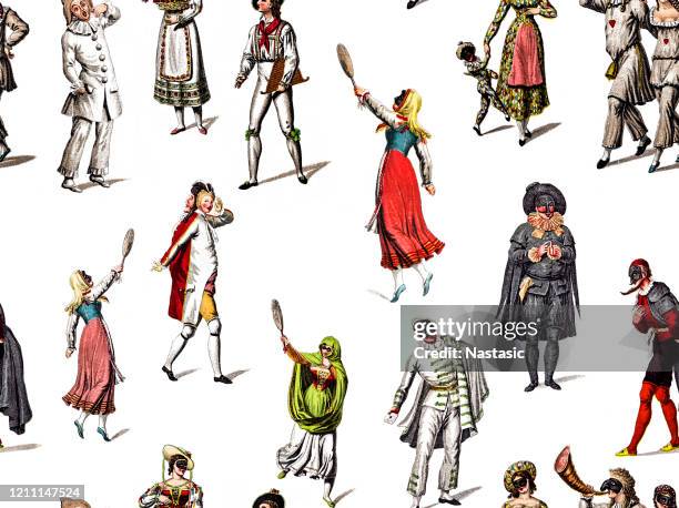 character from the commedia dell'arte play - children acting stock illustrations