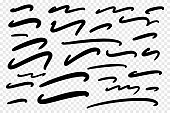 Vector collection of hand drawn underline on white background